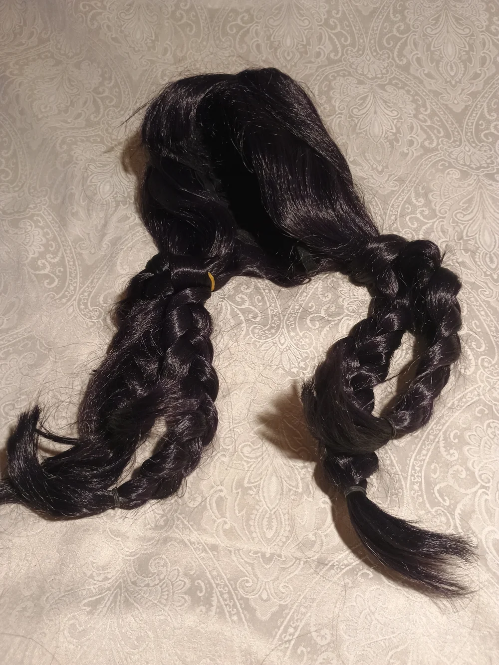 Black Braided Hairpiece with Double Pigtails